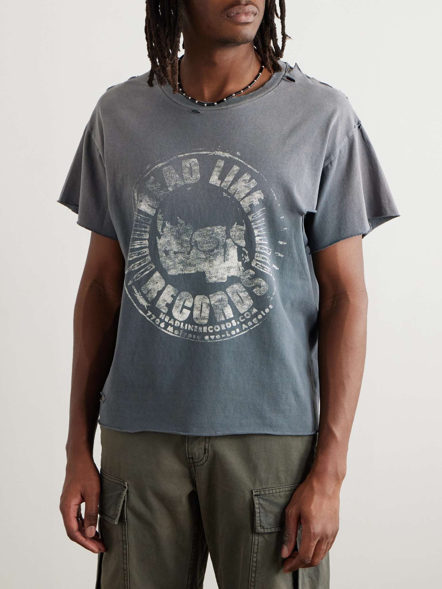 Grailed Distressed Glittered Printed Cotton-Jersey T-Shirt - 4