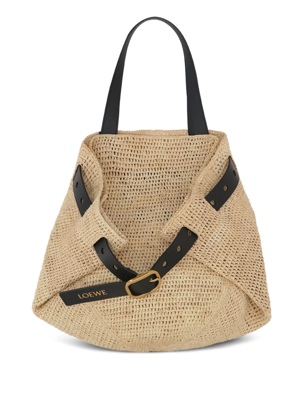 medium Punch Hole raffia shoulder bag - 1