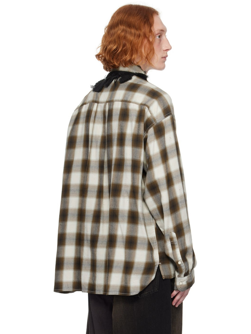 Brown & Off-White Layered Collar Shirt 3