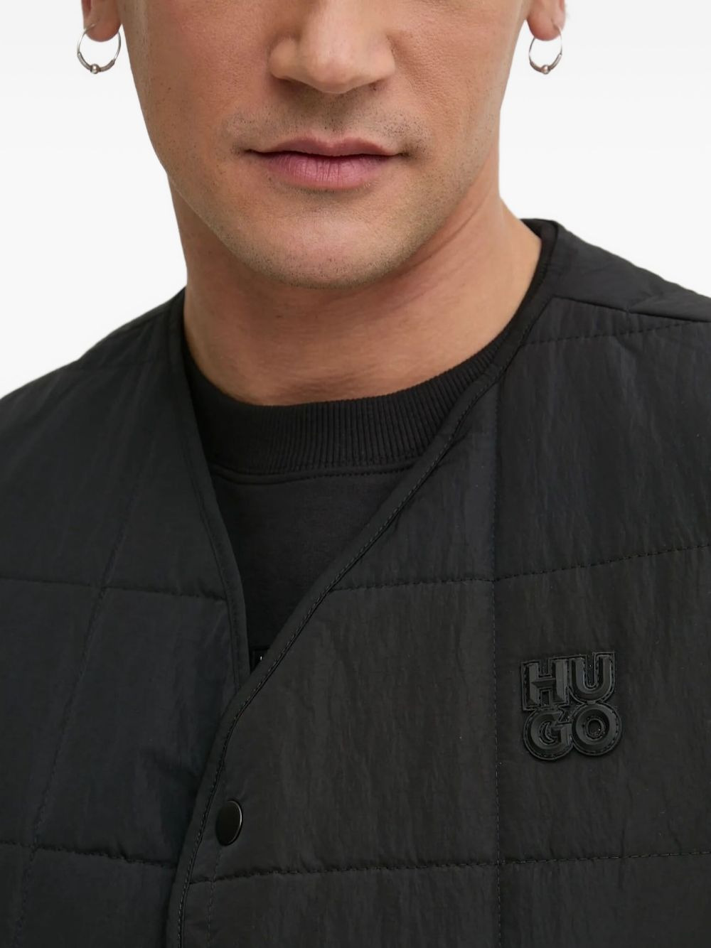 quilted logo-patch vest - 3