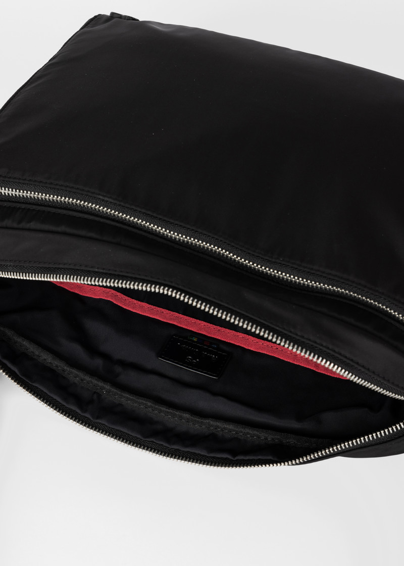 Black Recycled Polyester Zebra Messenger Bag 4