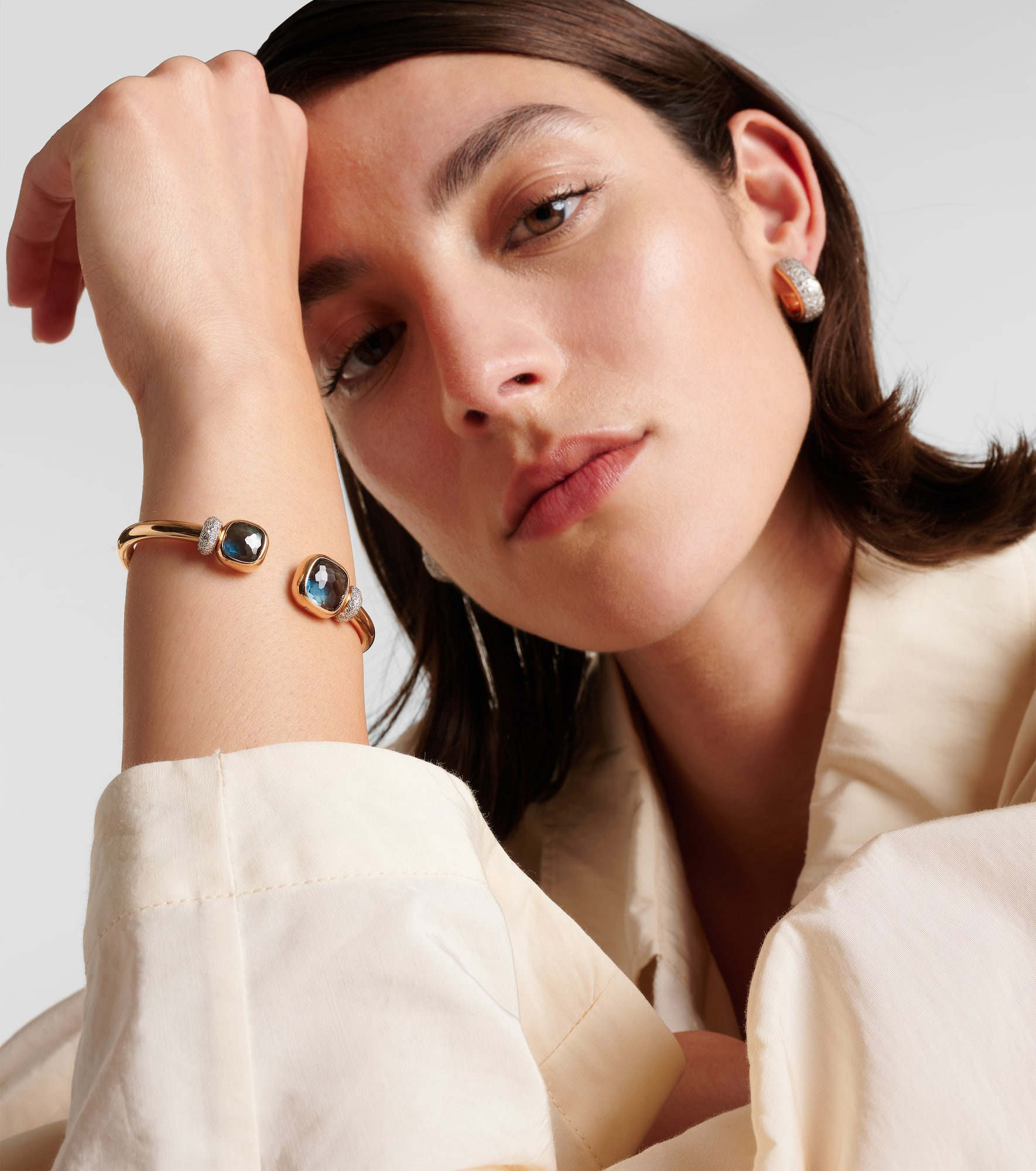 Nudo 18kt rose gold bangle with blue topaz and diamond - 2