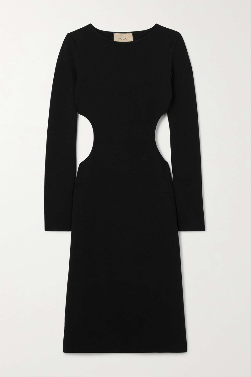 Cut-out cotton and silk-blend midi dress - 1