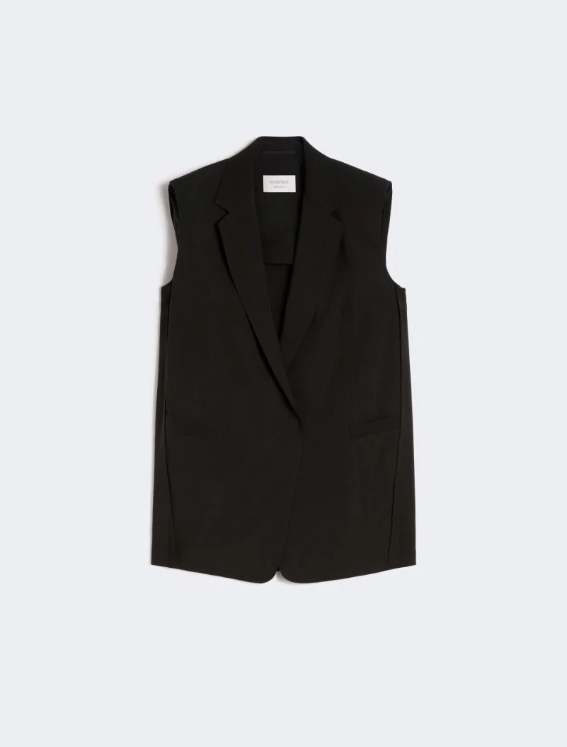Oversized washed viscose gilet - black - 1