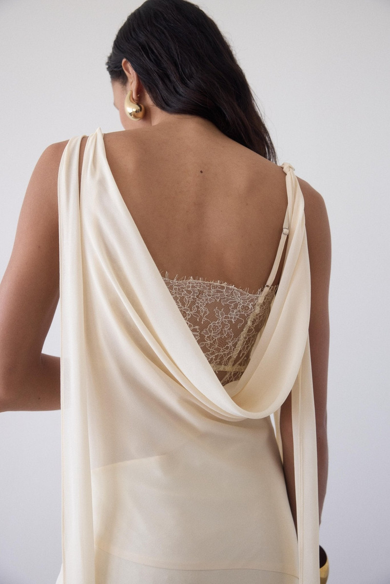 MISTRAL MIDI DRESS IN CREAM CHIFFON & LACE 6