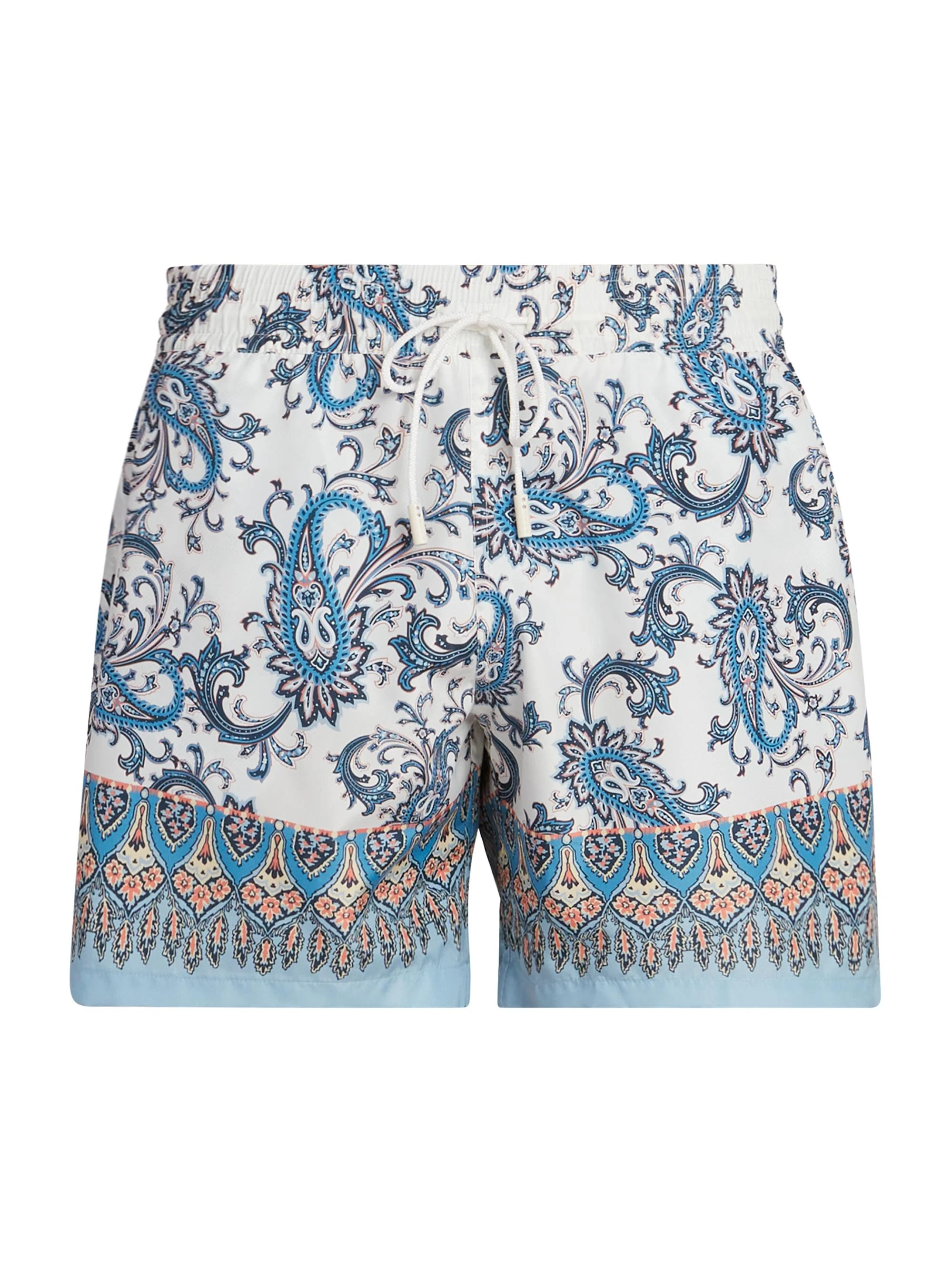 Men's Paisley Print Swim Trunks - Printed Azure Base - 1