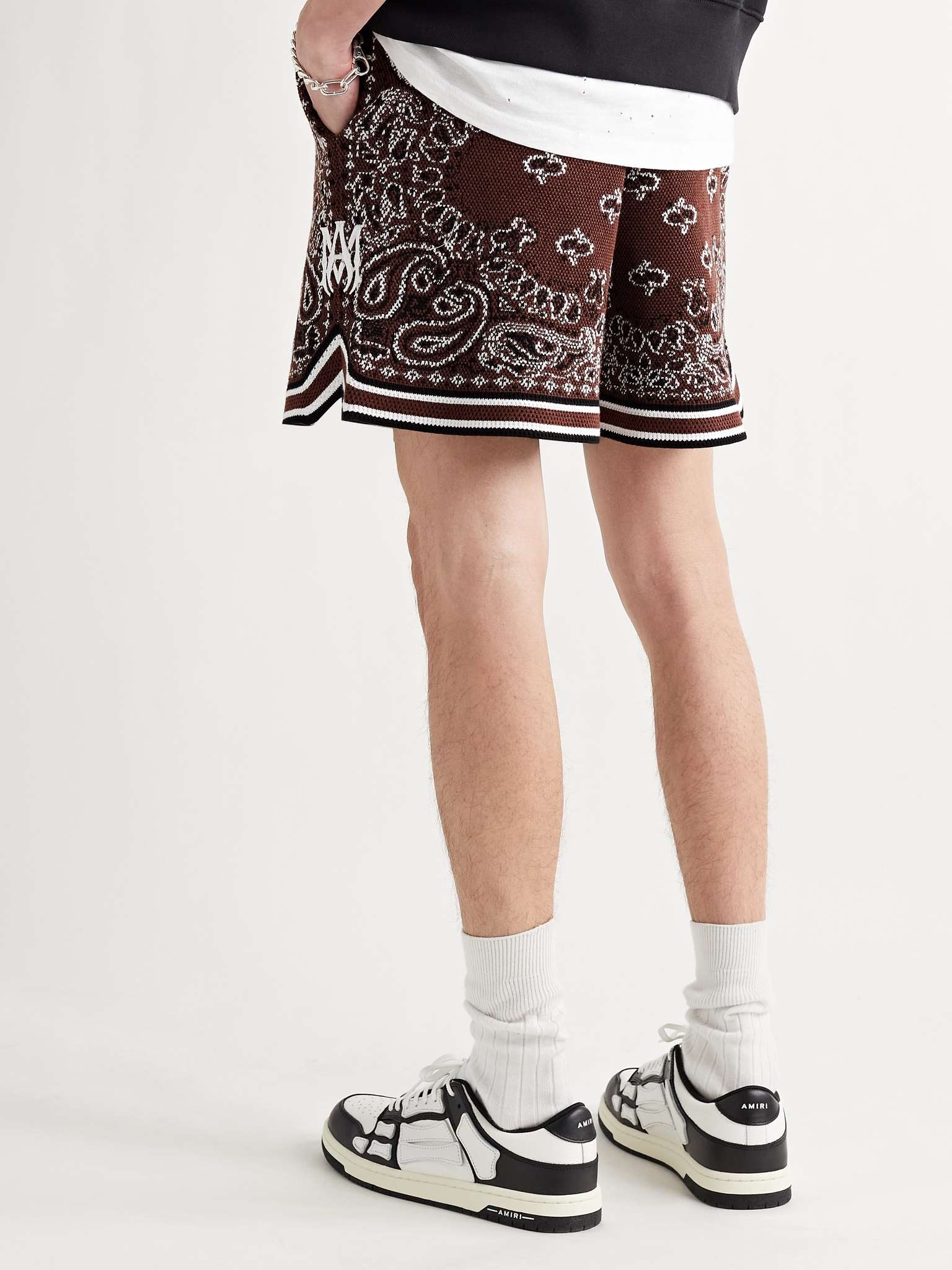 Bandana-Jacquard Cotton and Cashmere-Blend Drawstring Shorts - 4