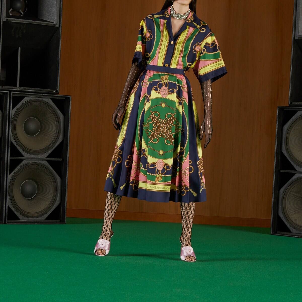 Silk skirt with torchon print - 5