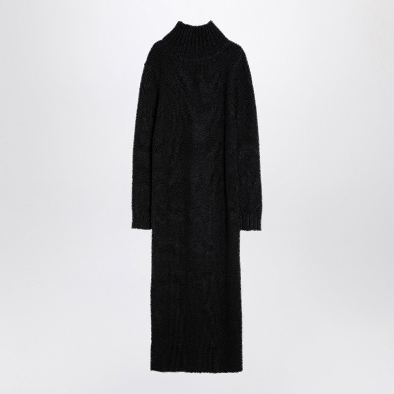 Jil Sander Long Black Alpaca Turtleneck Dress Women - 2