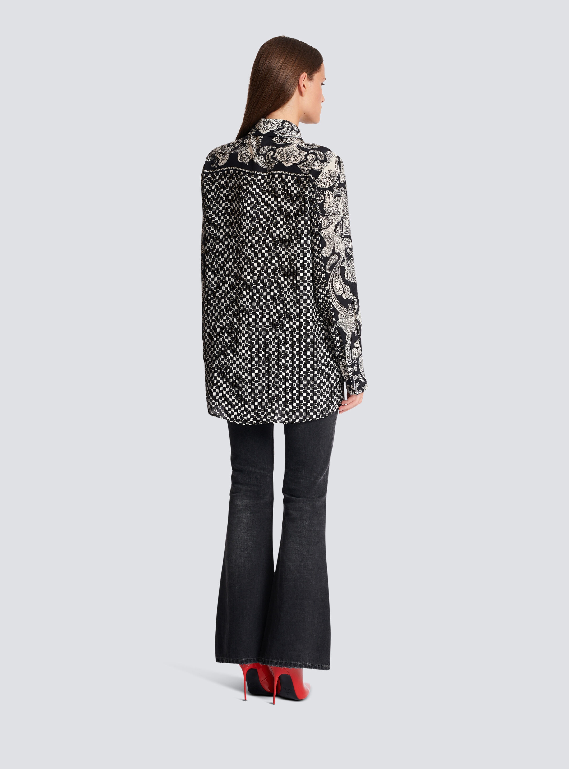 Paisley and mini monogram printed silk shirt - 4