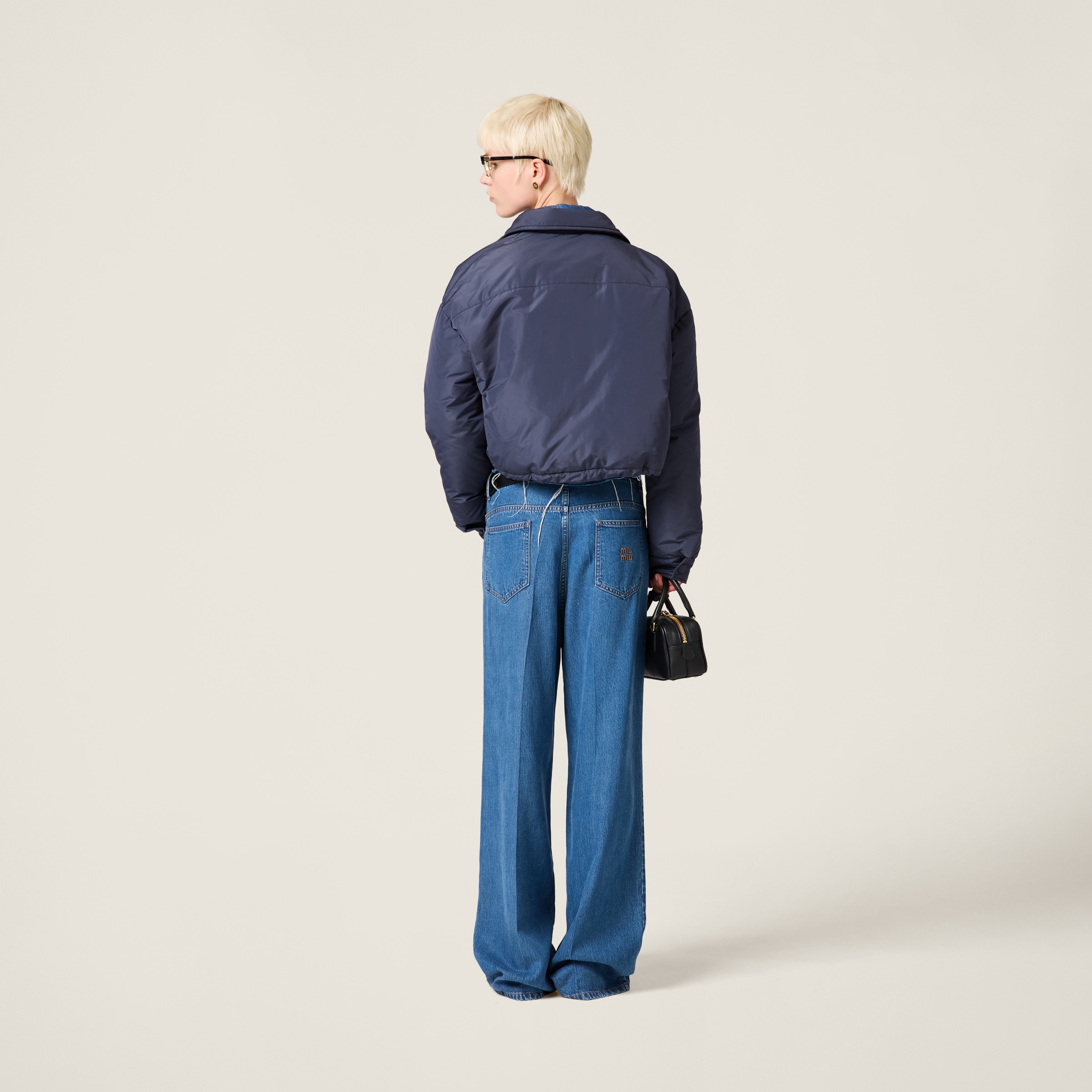 Technical pongé cropped down jacket - 3