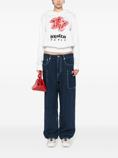 KENZO Drawn Flowers embroidered hoodie outlook