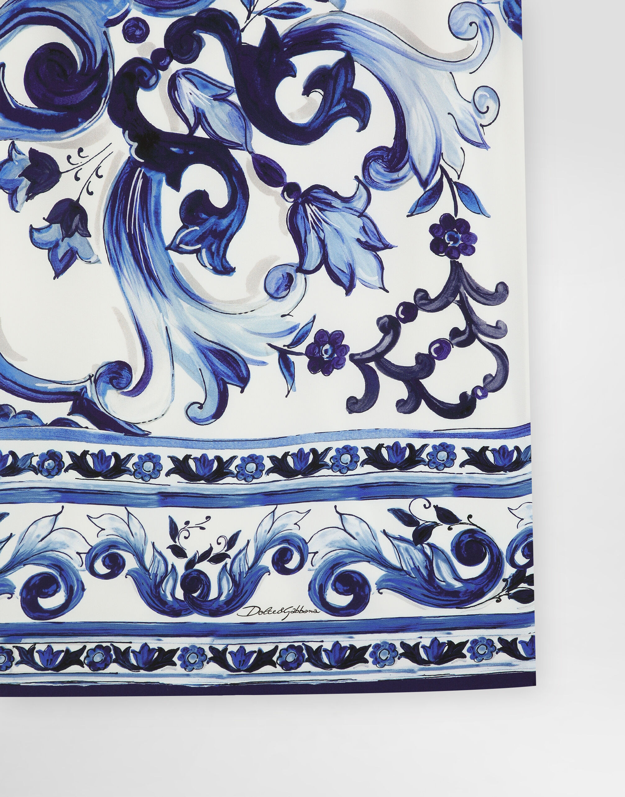 Majolica-print silk dress - 7