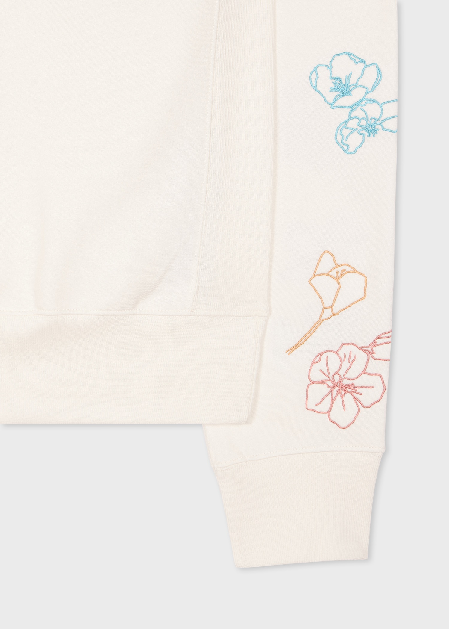 Women's Cotton Ivory 'Embroidered Flowers' Sweatshirt - 2
