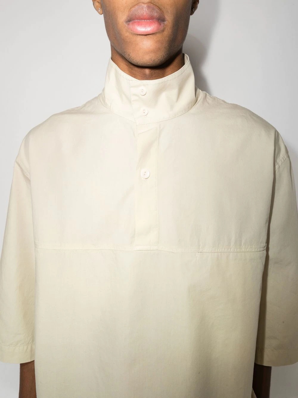 band-collar cotton shirt - 4