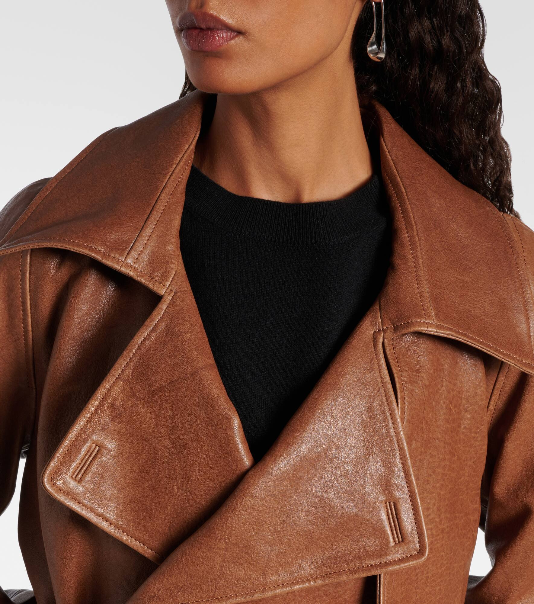 Hatti cropped leather biker jacket - 4