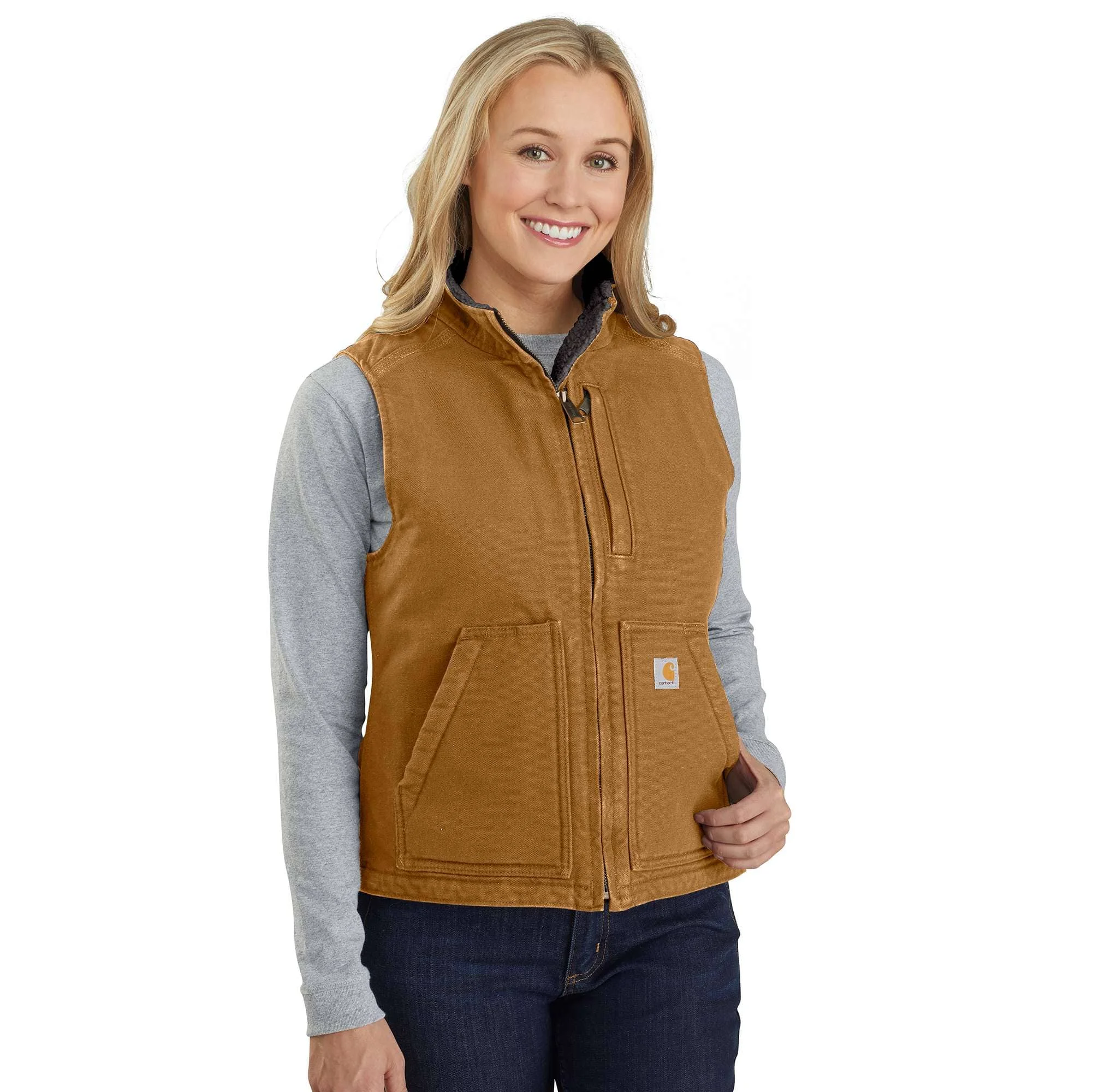 Women's Washed Duck Mock Neck Vest - 1