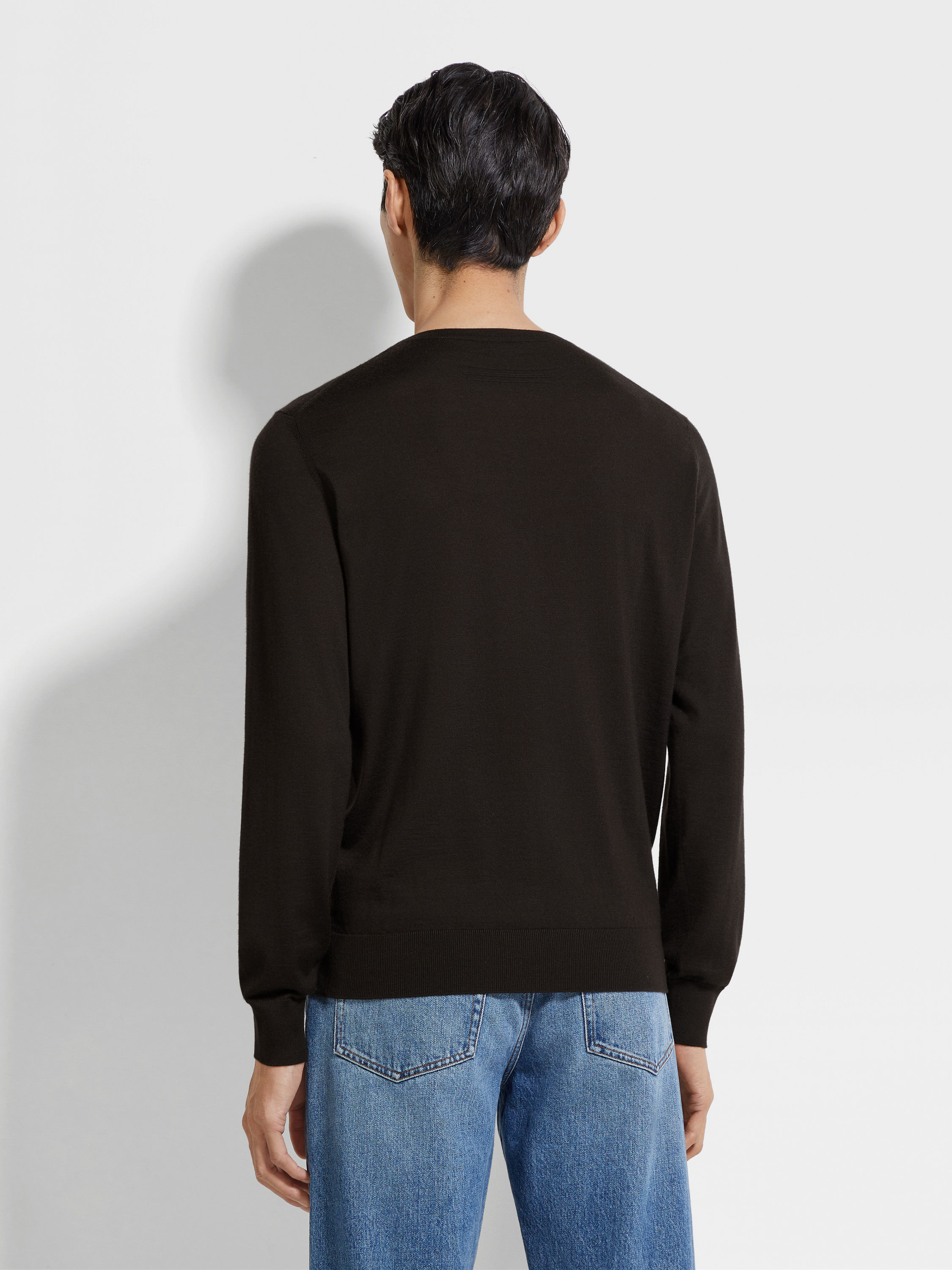 DARK BROWN MÉLANGE CASHSETA CREWNECK - 5