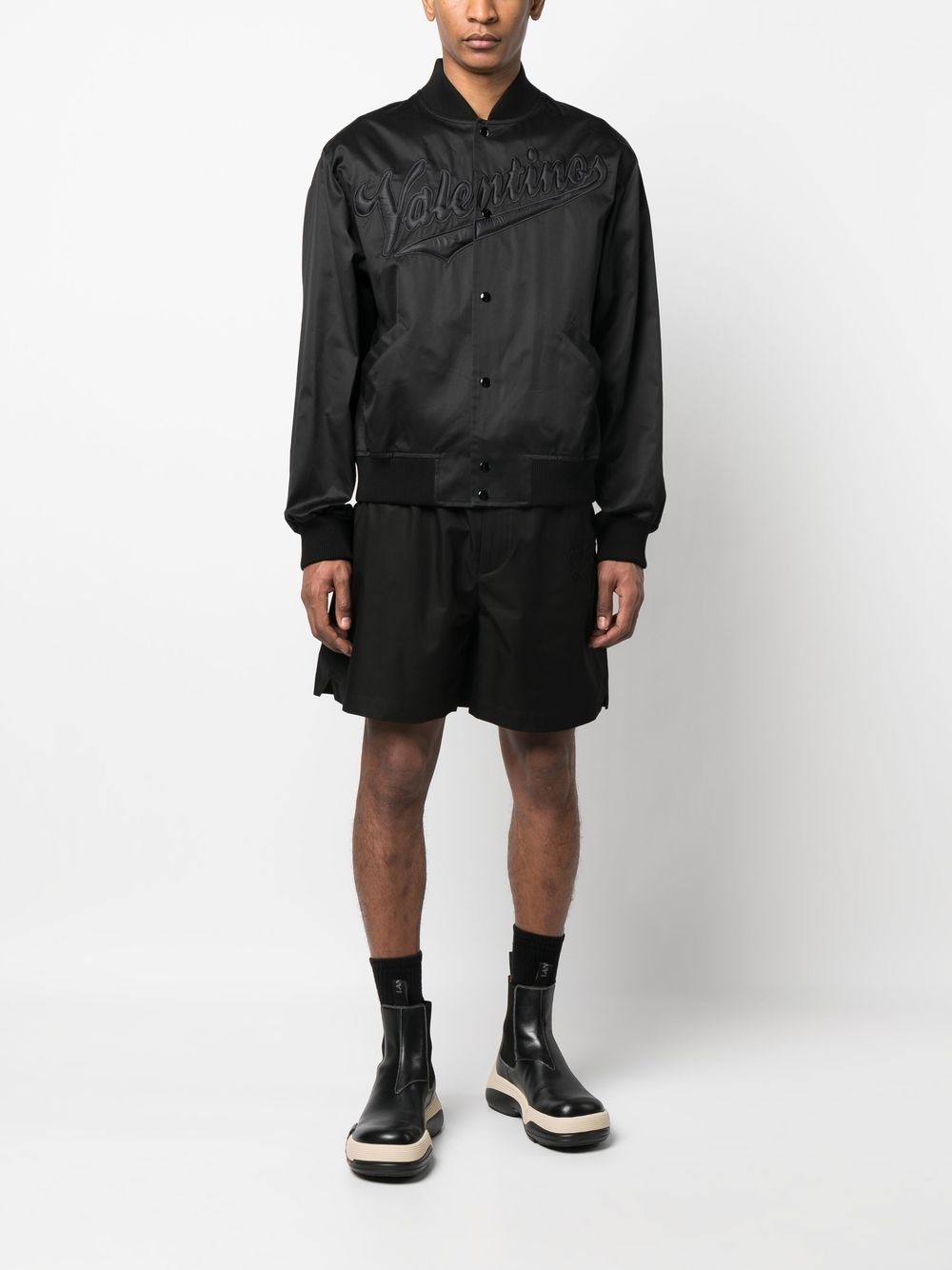 logo-patch cotton drawstring shorts - 2