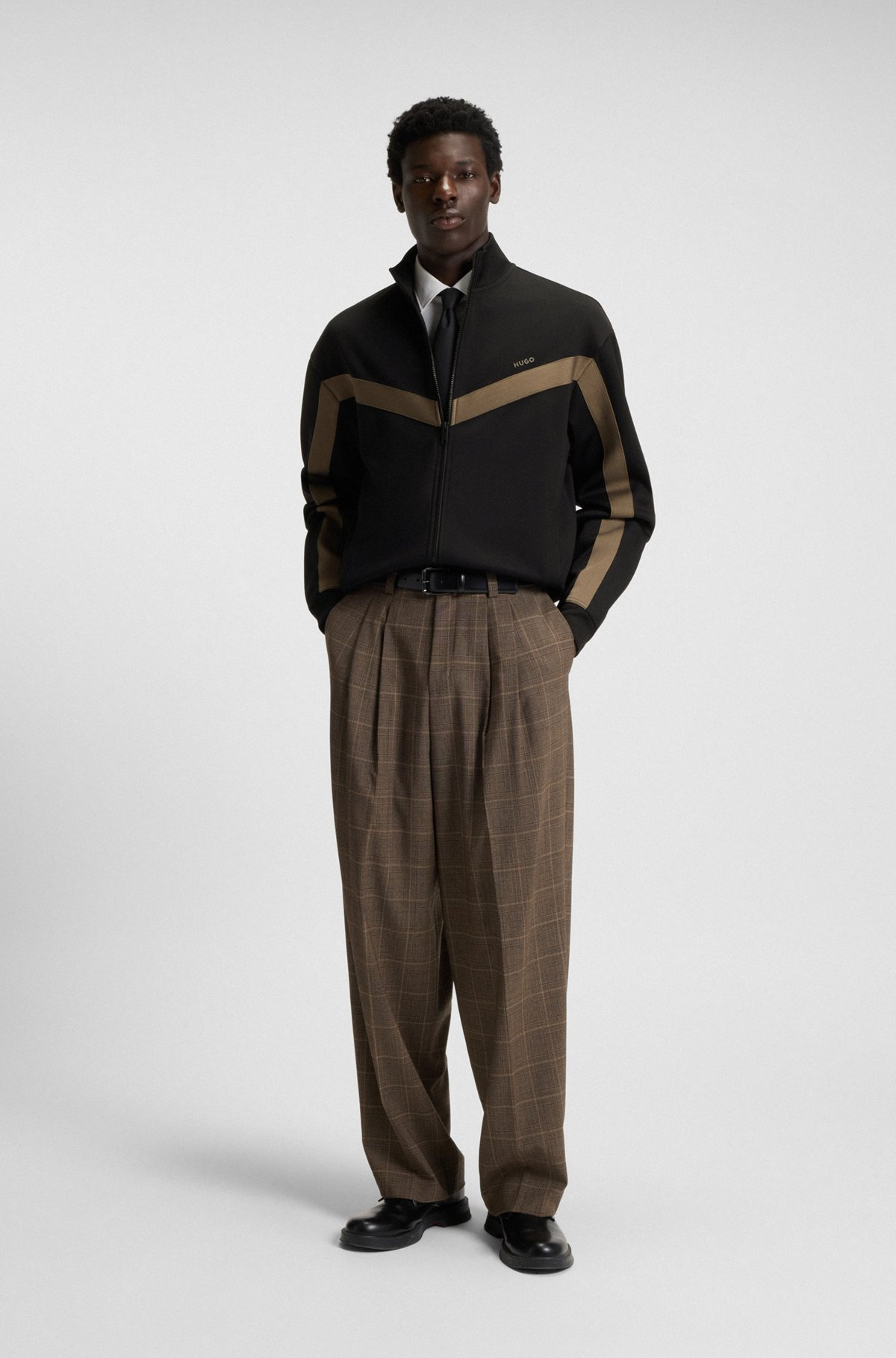 RELAXED-FIT ZIP-UP SWEATSHIRT WITH CHEVRON TAPE - 4