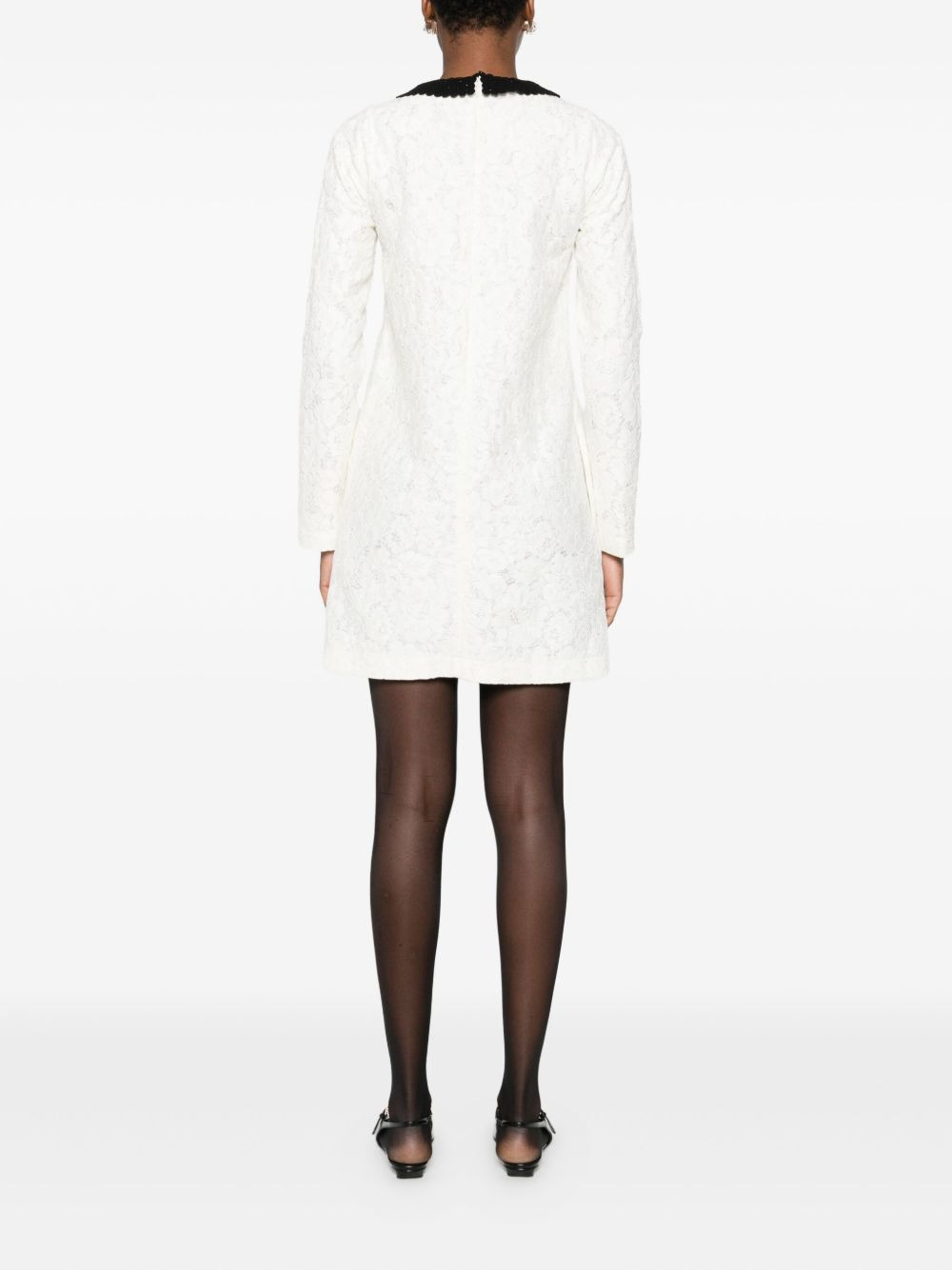 crochet-trimmed lace dress - 4