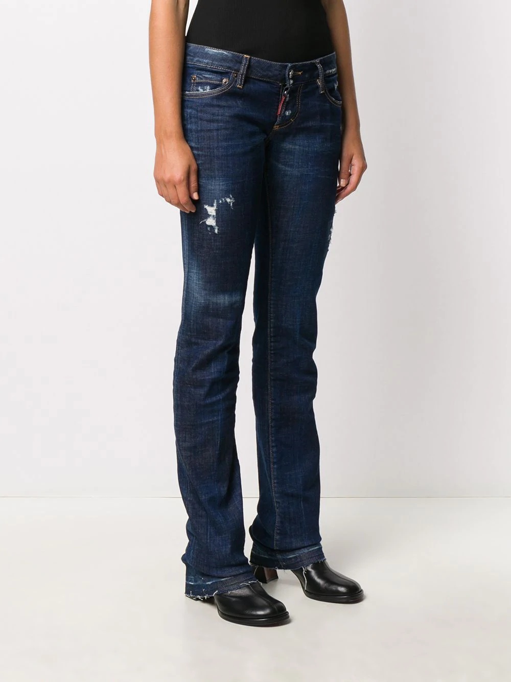 distressed straight-leg jeans - 3