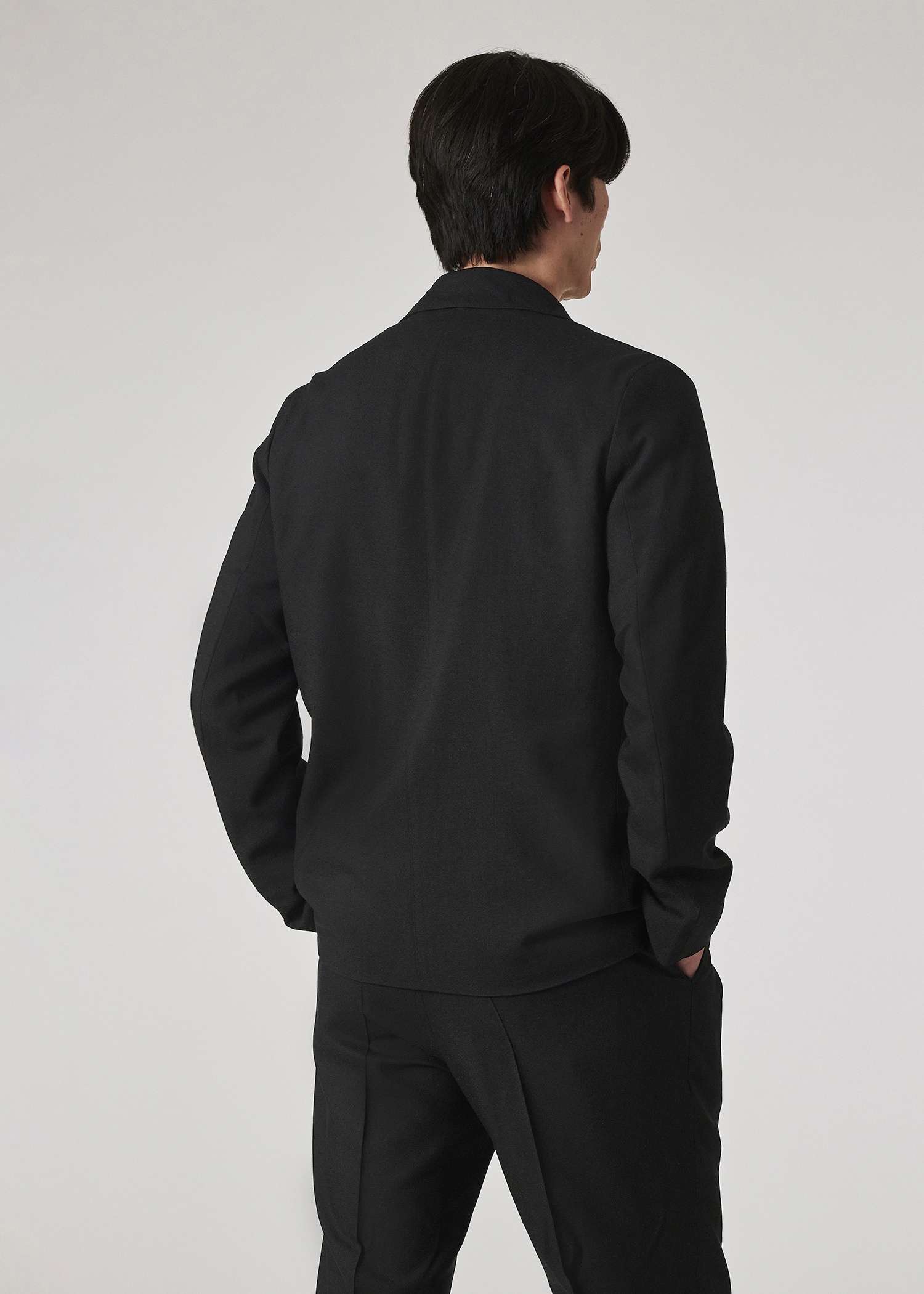Black Two-Ply Hopsack Wool Work Jacket and Pleated Trousers Co-ord - 9