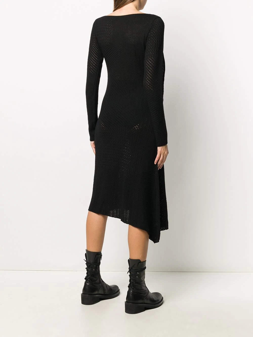 asymmetric hem knitted dress - 4