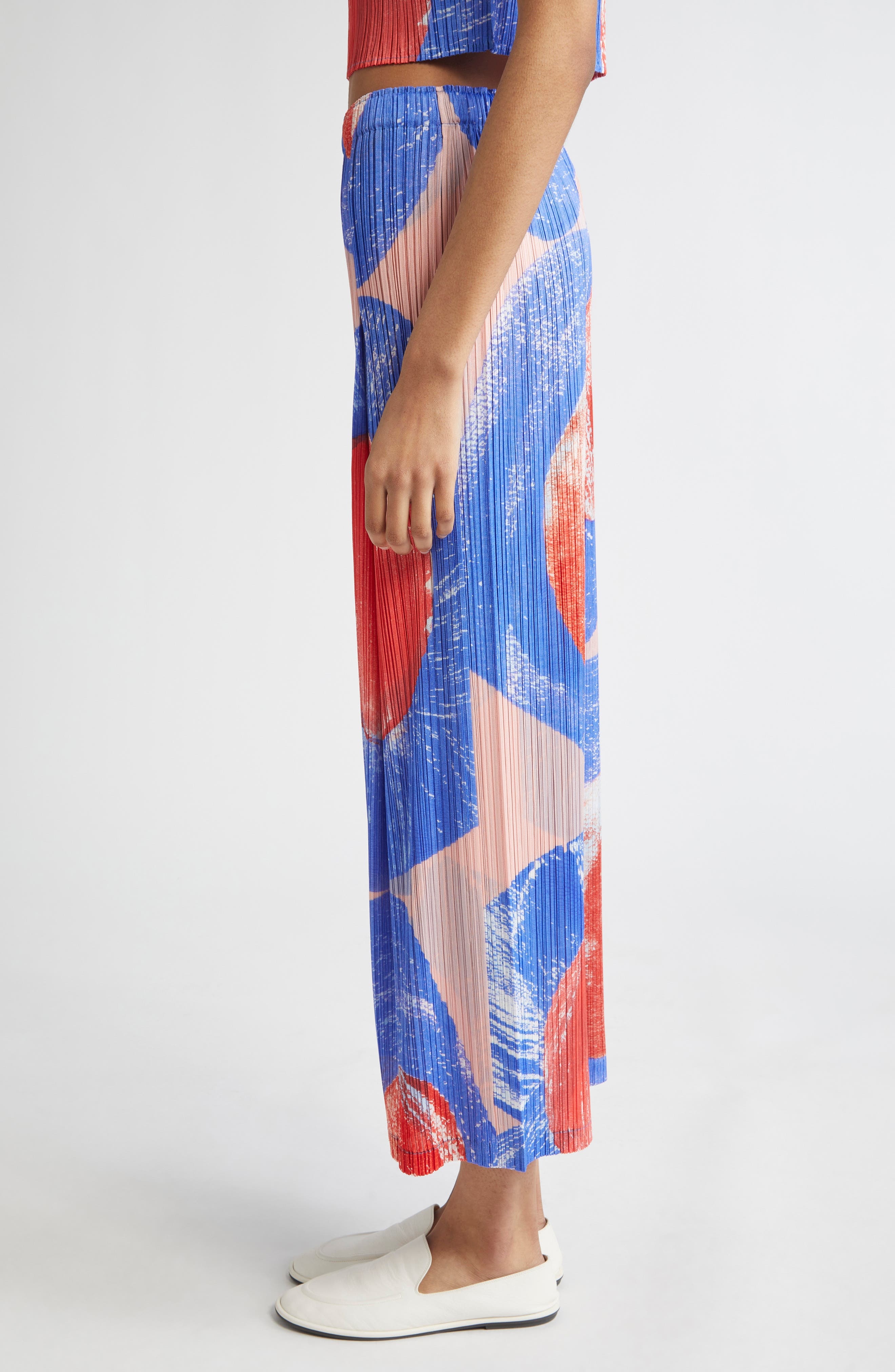 Pleats Please Issey Miyake Backlight Pleated Straight Leg Pants in Red at Nordstrom - 4
