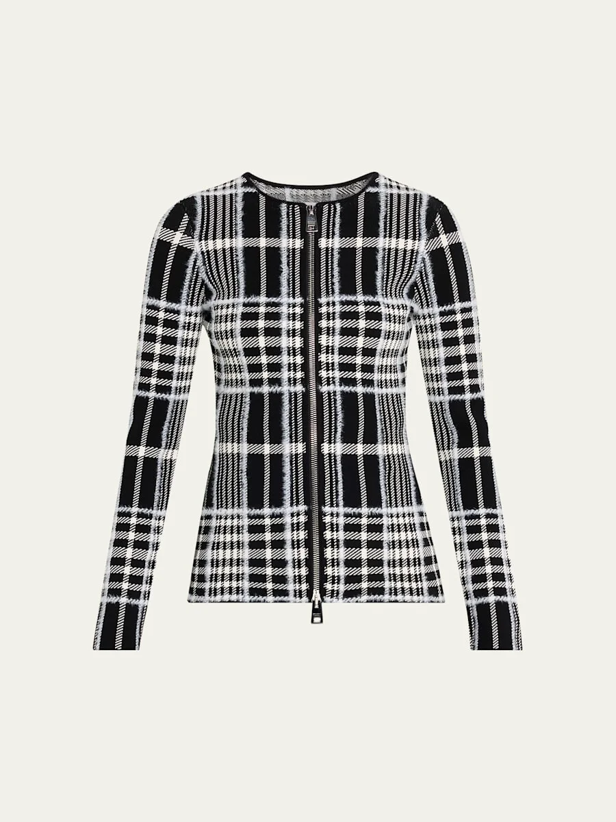 Greer Check Zip Cardigan - 1
