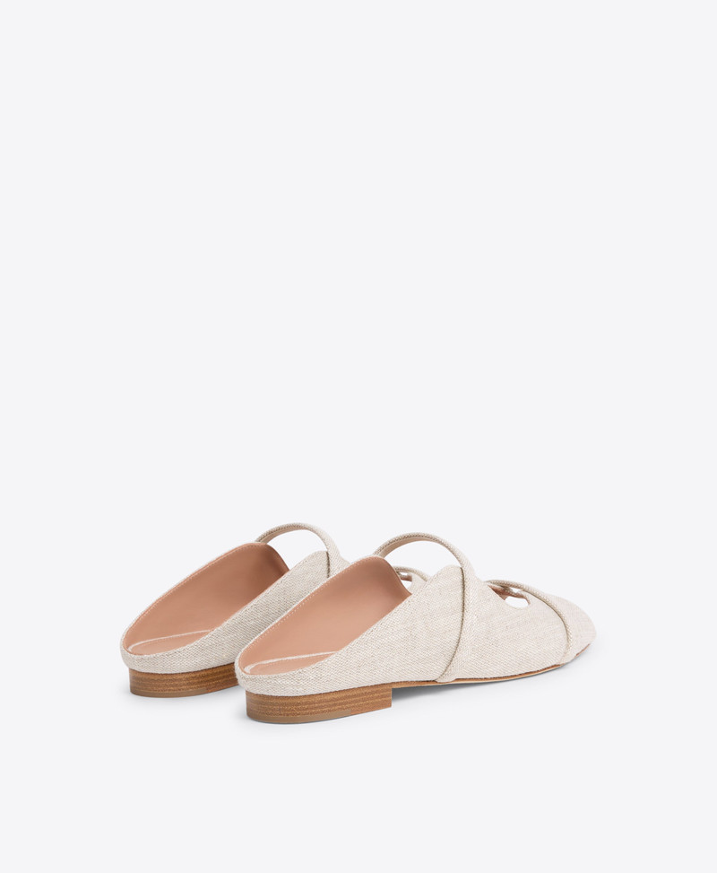 Norah Beige Linen Flat Sandals 3