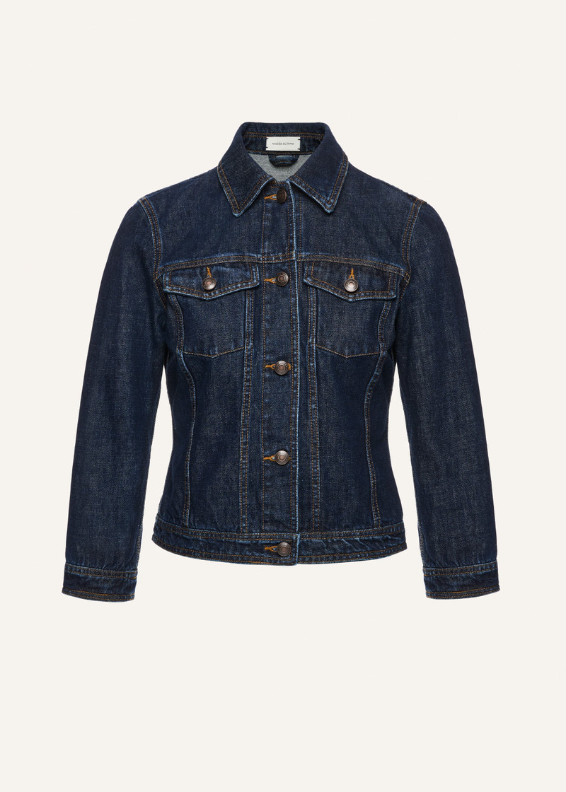 Fitted denim jacket in navy blue 1