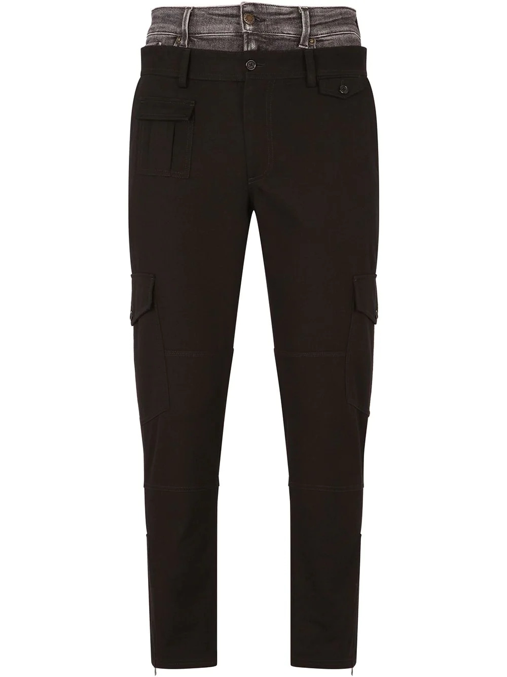 double-waist straight-leg trousers - 1