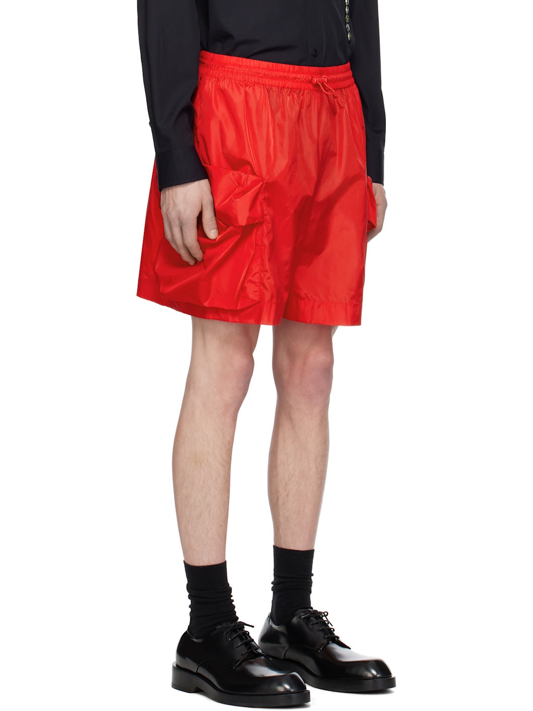Red Cargo Flap Pocket Drawstring Shorts - 2