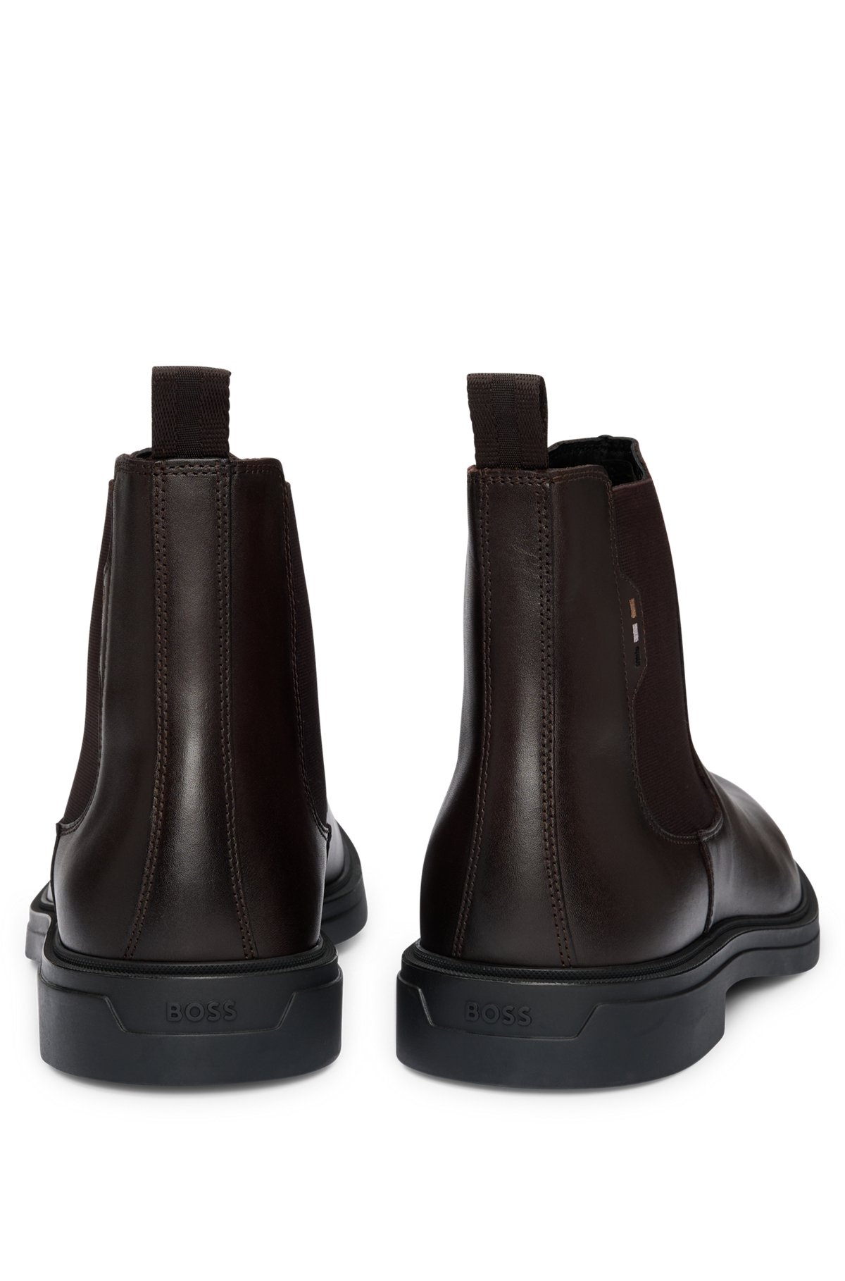 LEATHER CHELSEA BOOTS WITH SIGNATURE-STRIPE DETAIL - 5