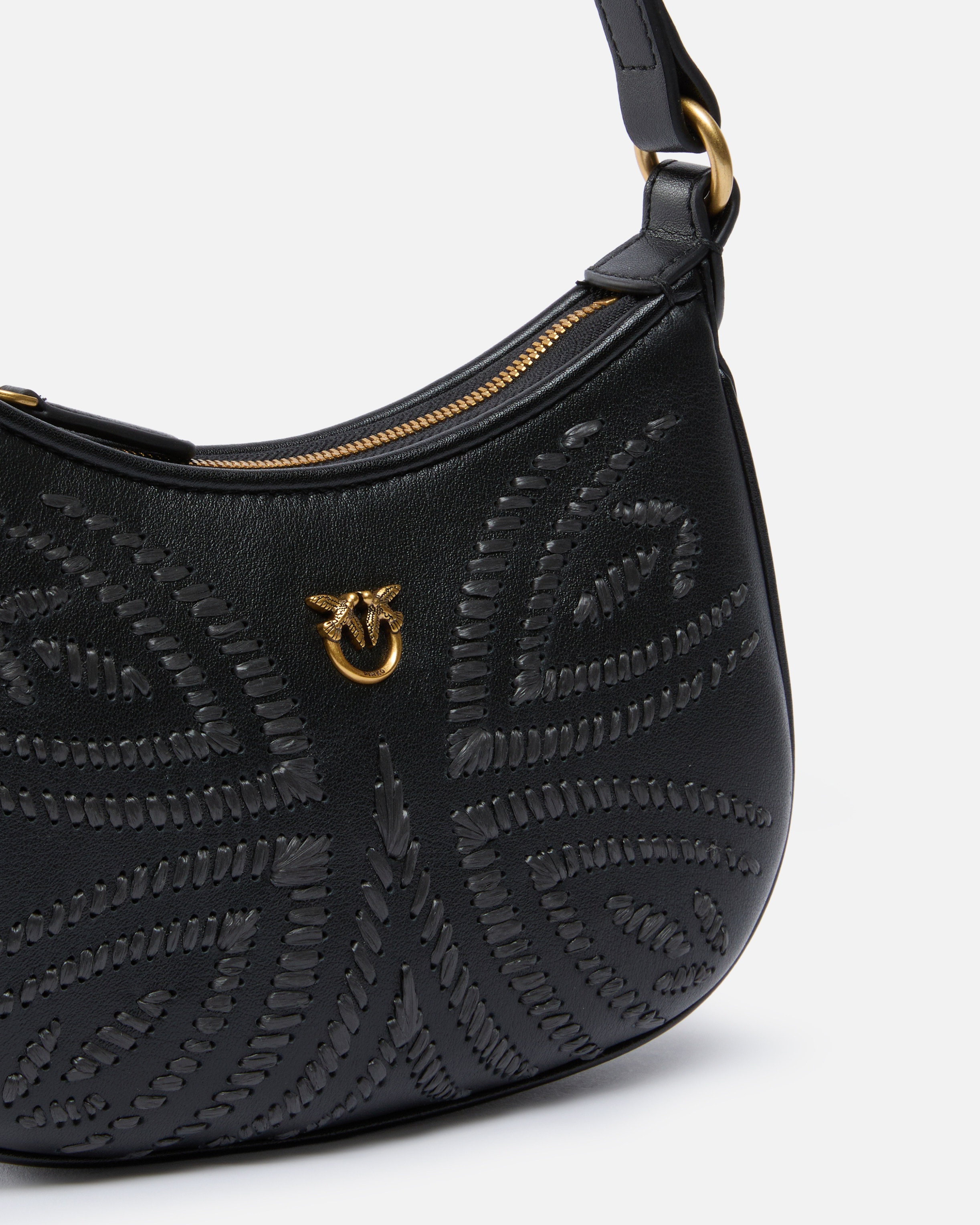 BABY HALF MOON SHOULDER BAG WITH RAFFIA EMBROIDERY - 3