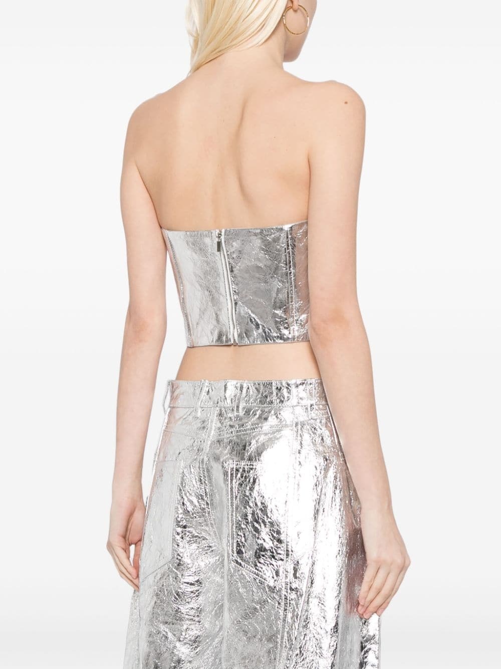 bandeau leather crop top - 4
