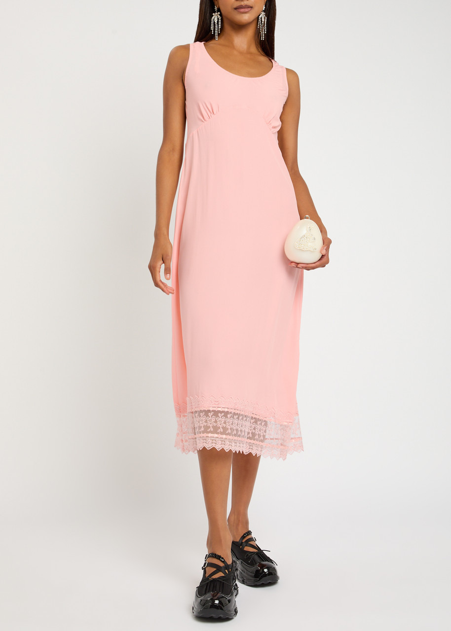 Simone Rocha Lace-hem Crepe de Chine Midi Slip Dress - 4