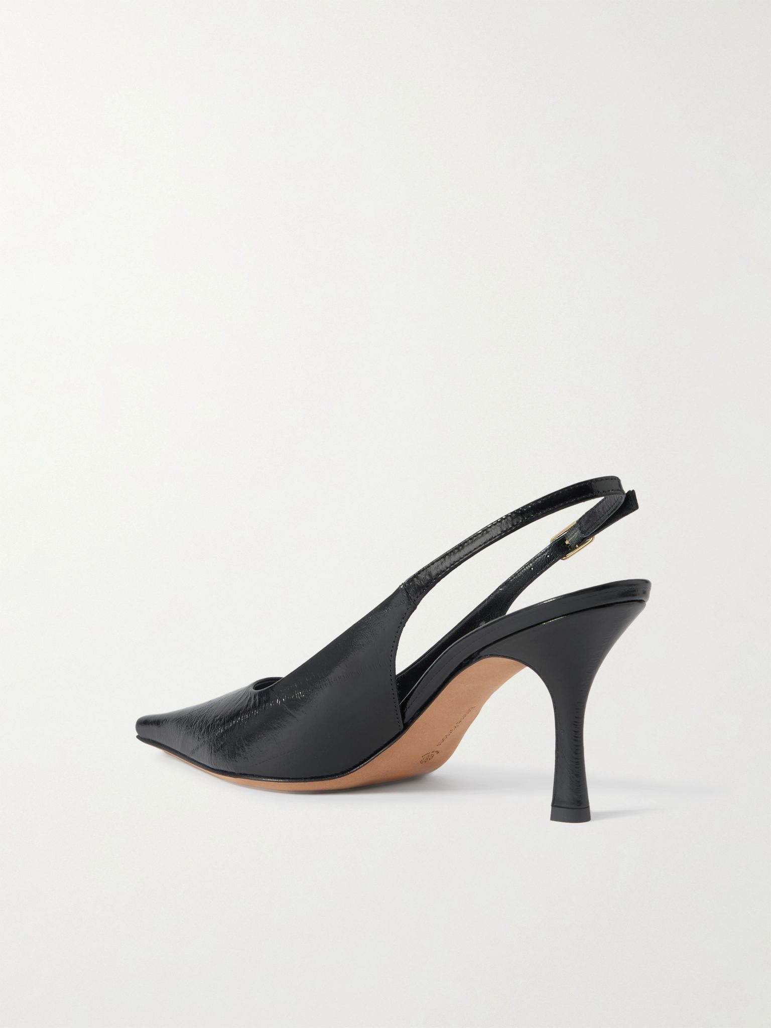 Elana textured-leather slingback pumps Black - 3