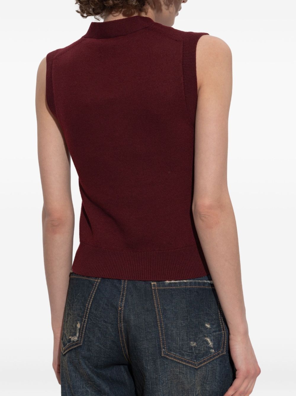 V-neck sleeveless wool top - 4