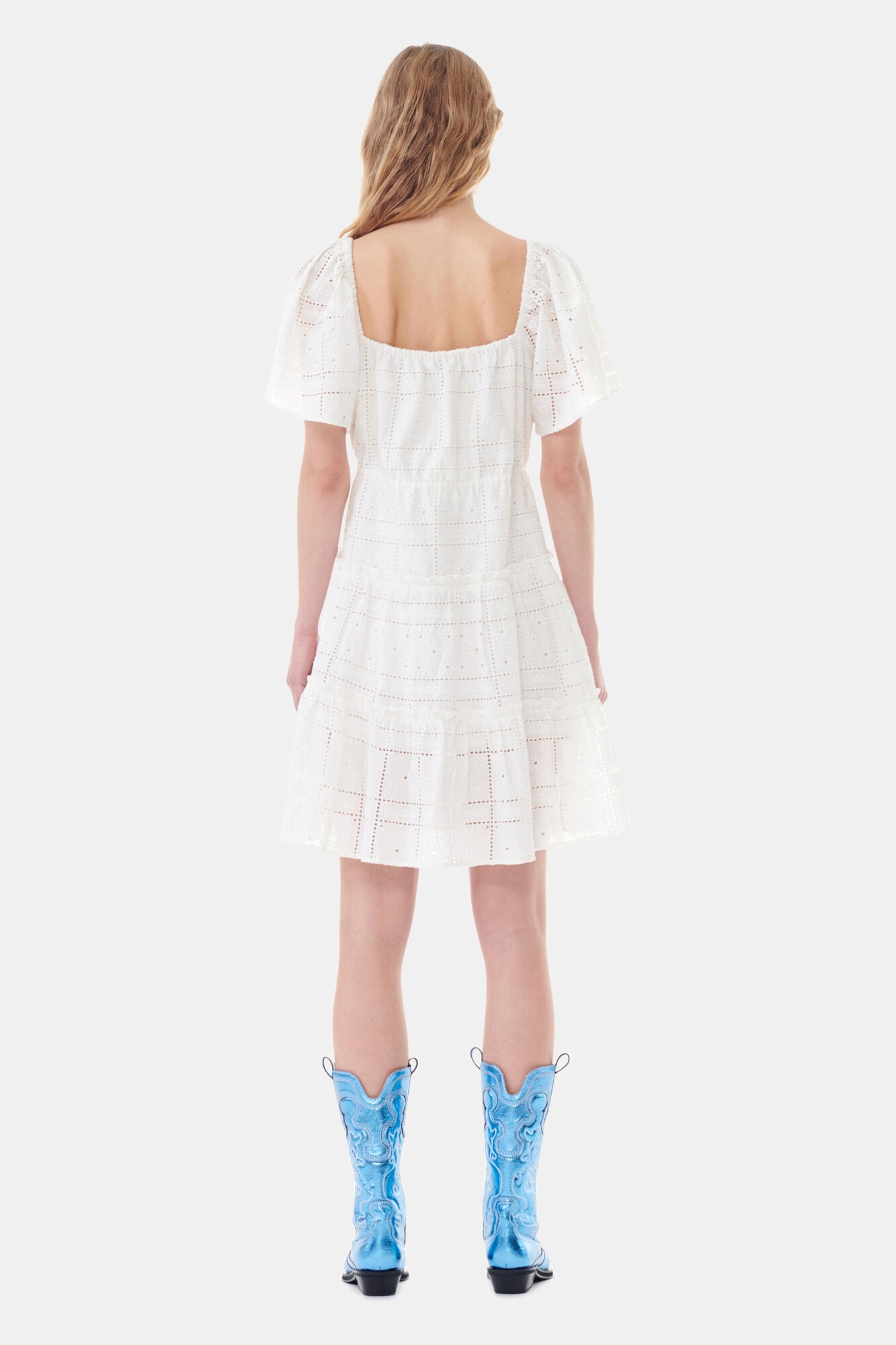 WHITE BRODERIE ANGLAISE LAYER DRESS - 5