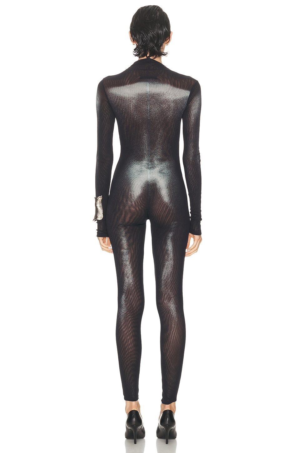 Asymmetric Collar Body Dust Printed Catsuit - 4