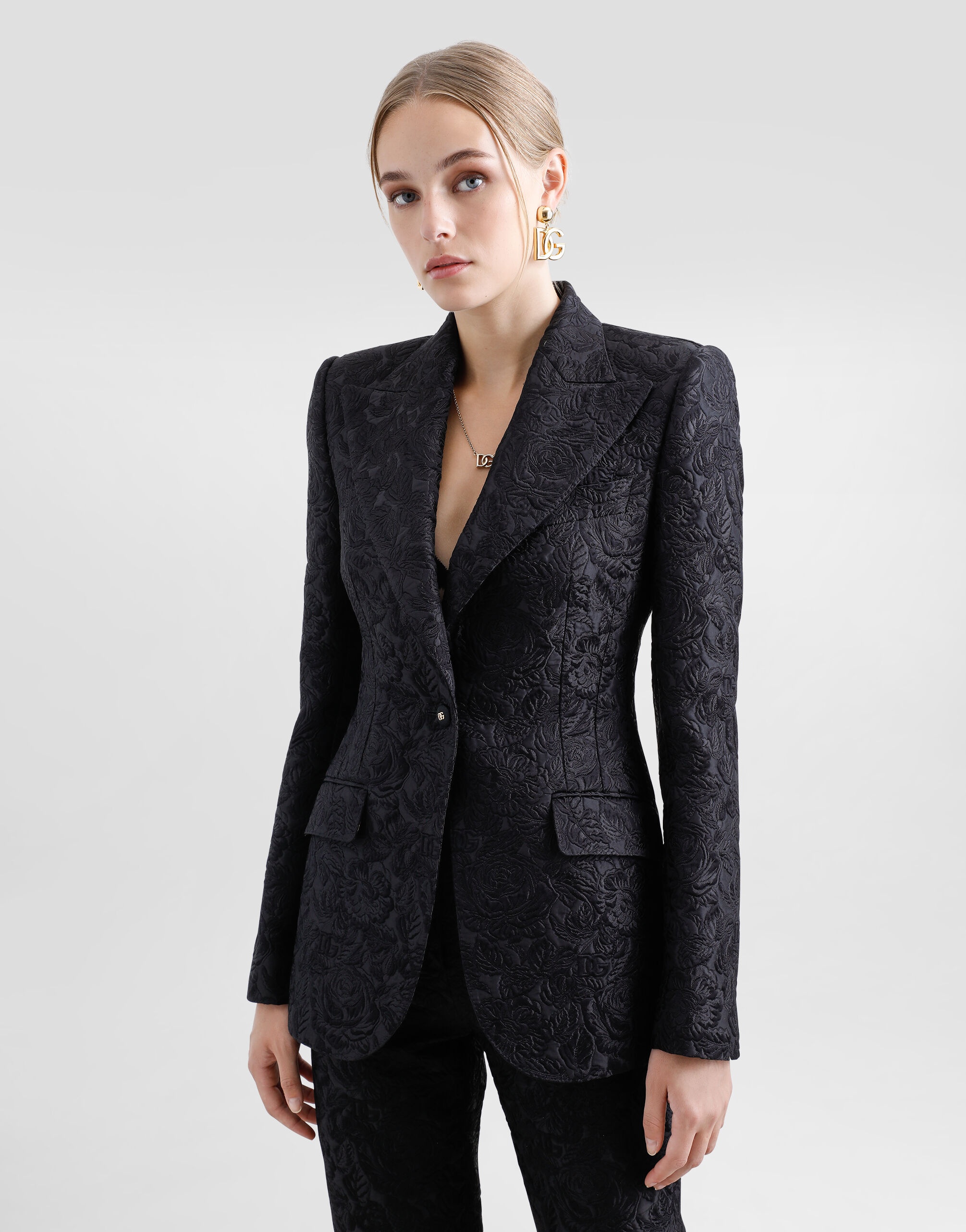 Single-breasted floral quilted jacquard Turlington jacket - 6