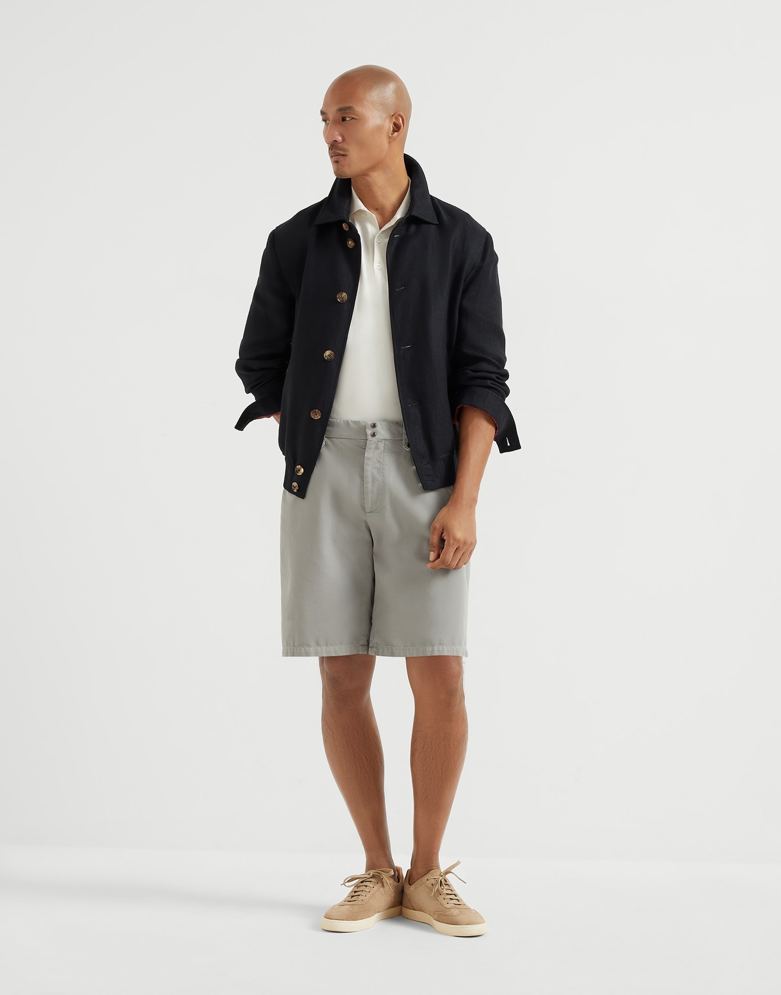 Garment-dyed Bermuda shorts in twisted cotton gabardine - 4