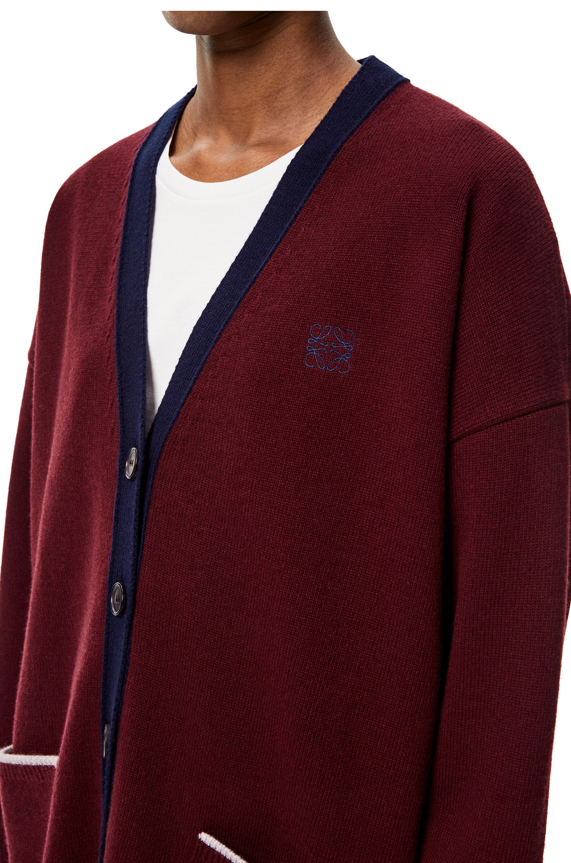 Anagram embroidered oversize cardigan in wool - 5