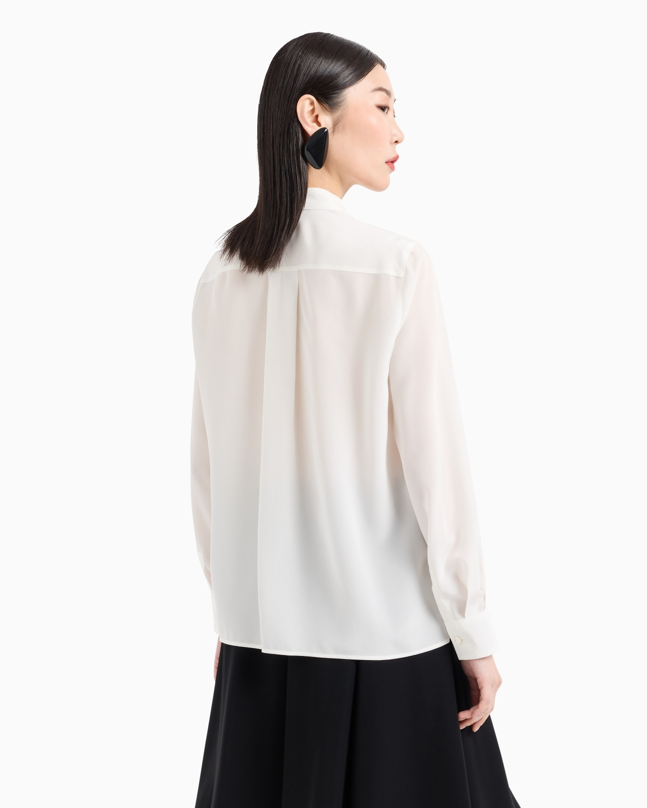 Silk crêpe-de-Chine shirt with pleated back - 3
