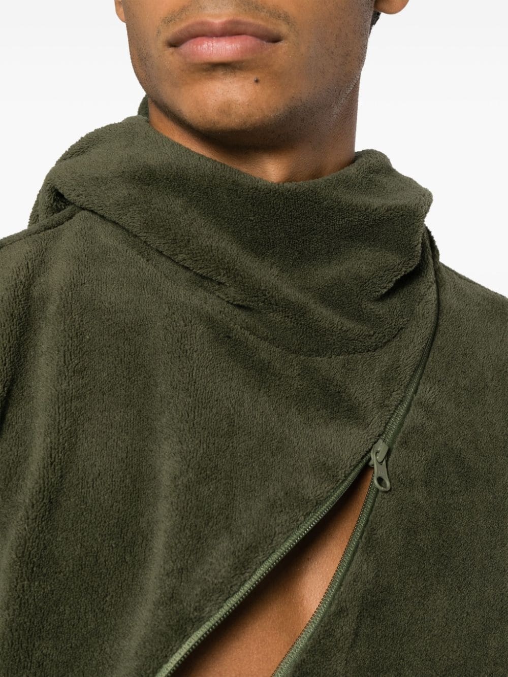 asymmetric-zip fleece hoodie - 5