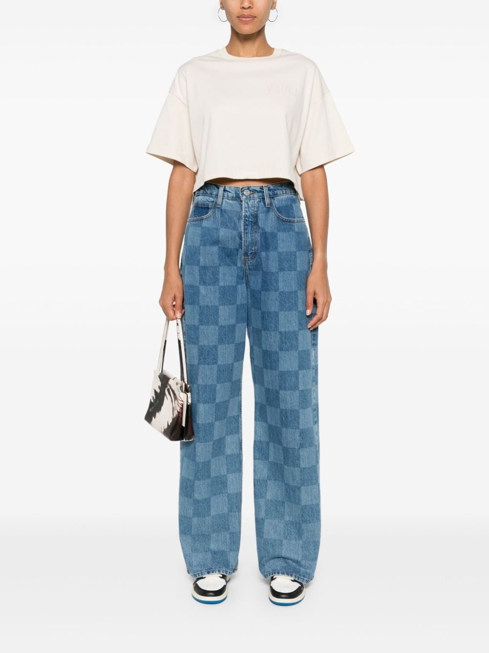 embroidered-logo cropped T-shirt - 2