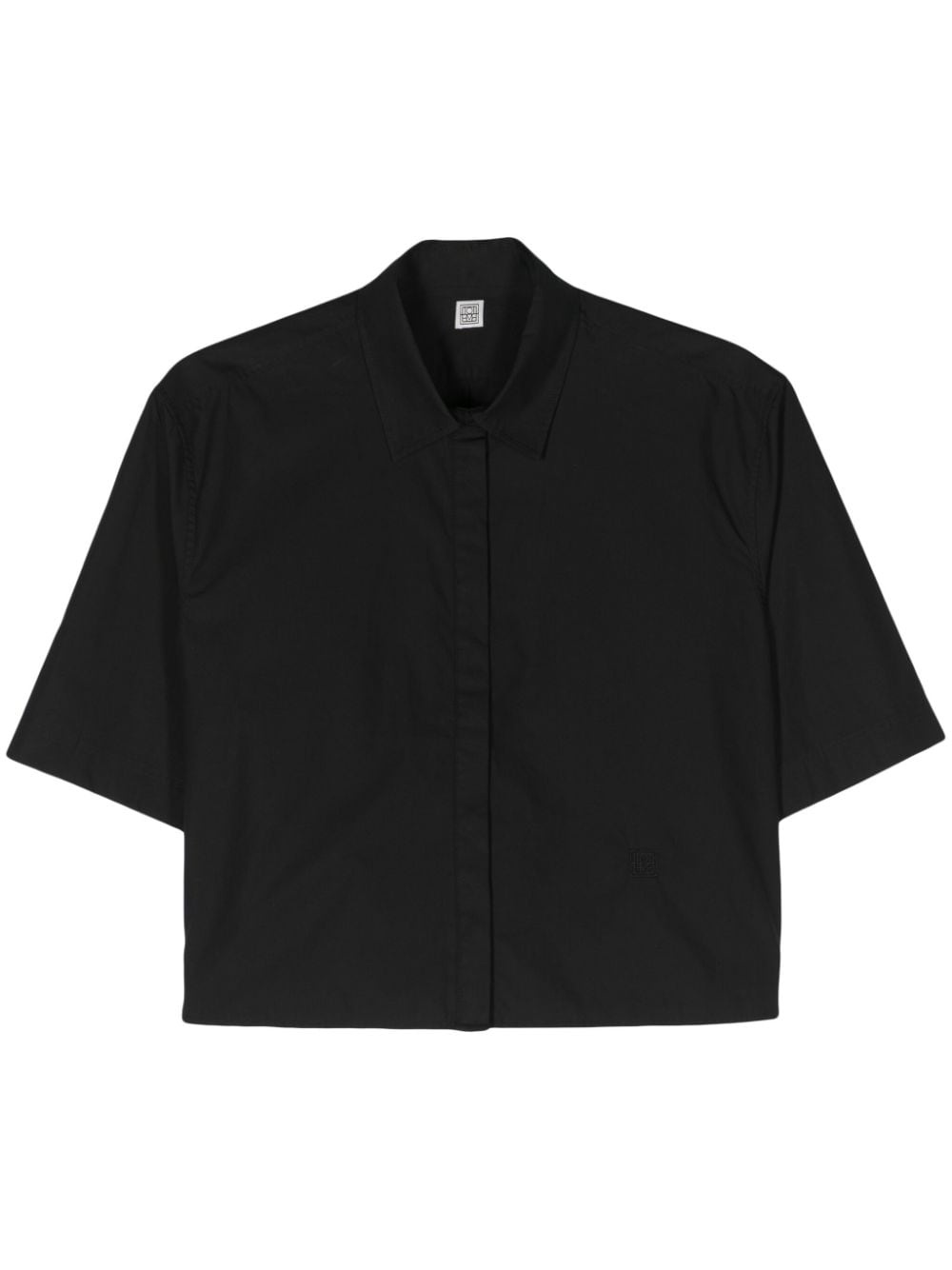 classic-collar cropped shirt - 1