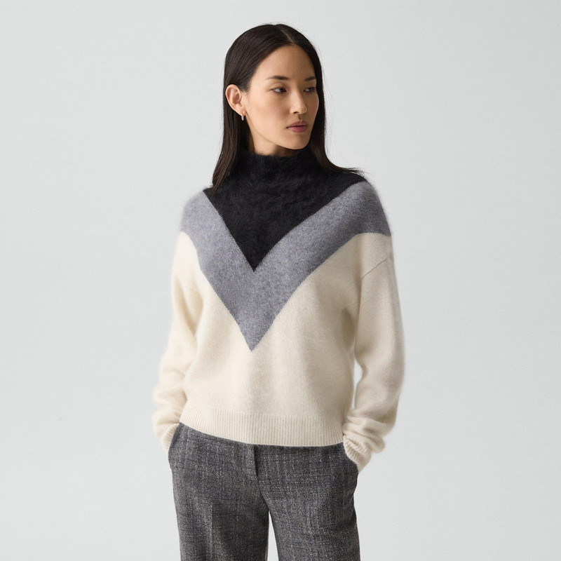 Chevron Turtleneck Sweater in Airy Cashmere 2